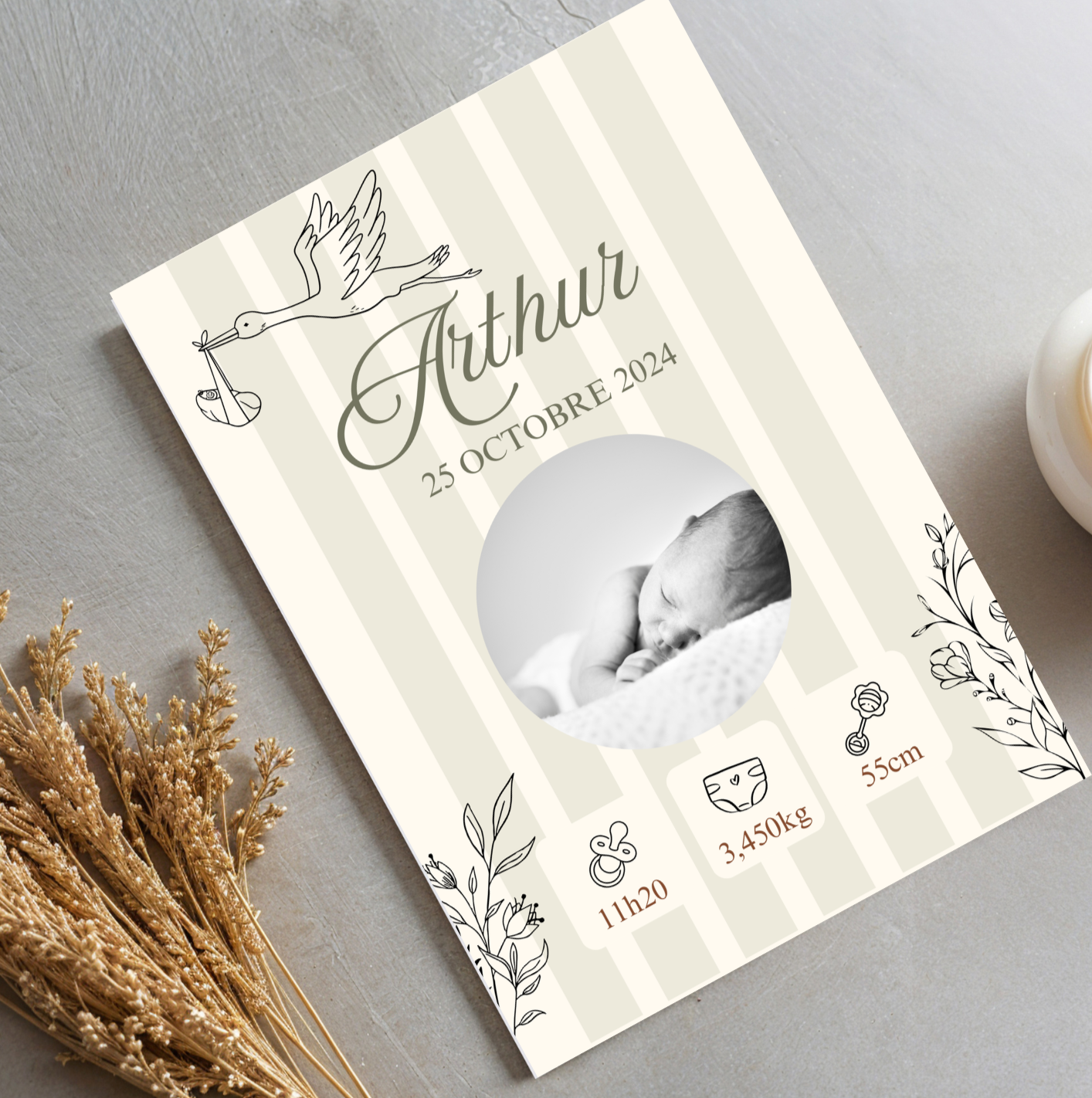 Affiche naissance style vintage