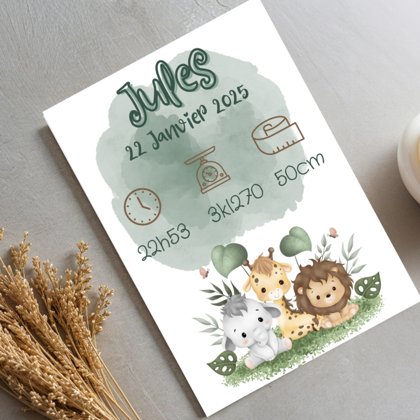 Affiche naissance Jungle