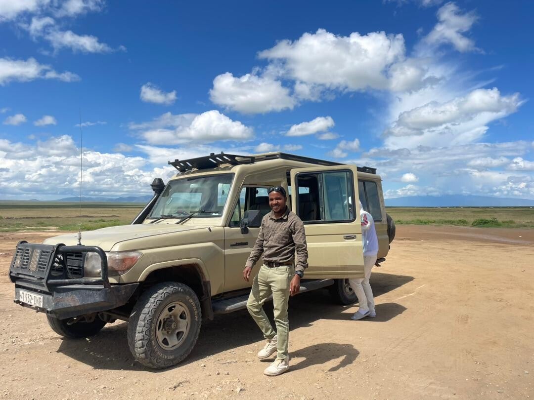 Our guide on safari in the Ngorongoro