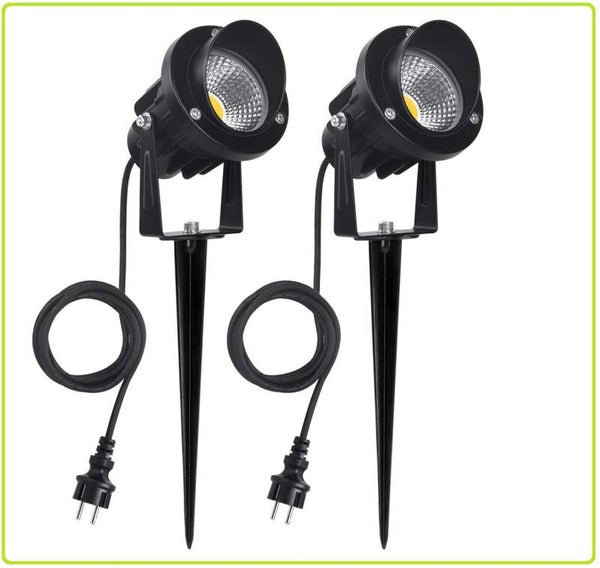 7W tuinspot met kap set van 2