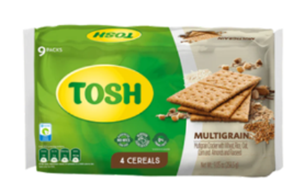 Tosh Multigrain – Craquelins 4 céréales (9 paquets)