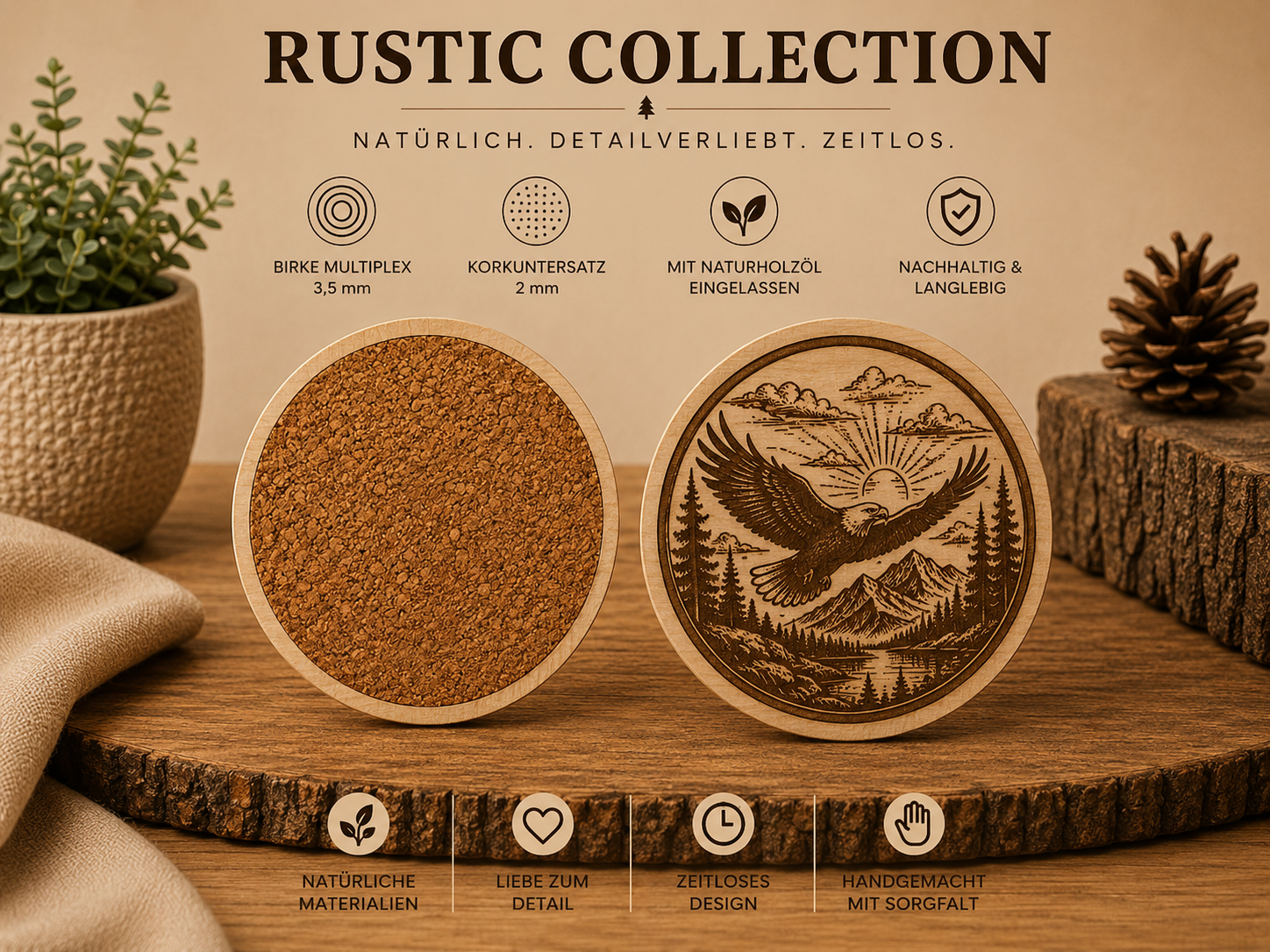 Rustic Collection – Adler (Exklusive Holzprodukte mit 3D-Druck & Lasergravur)