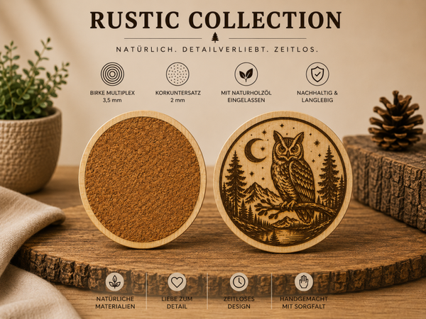 Rustic Collection – Eule (Exklusive Holzprodukte mit 3D-Druck & Lasergravur)