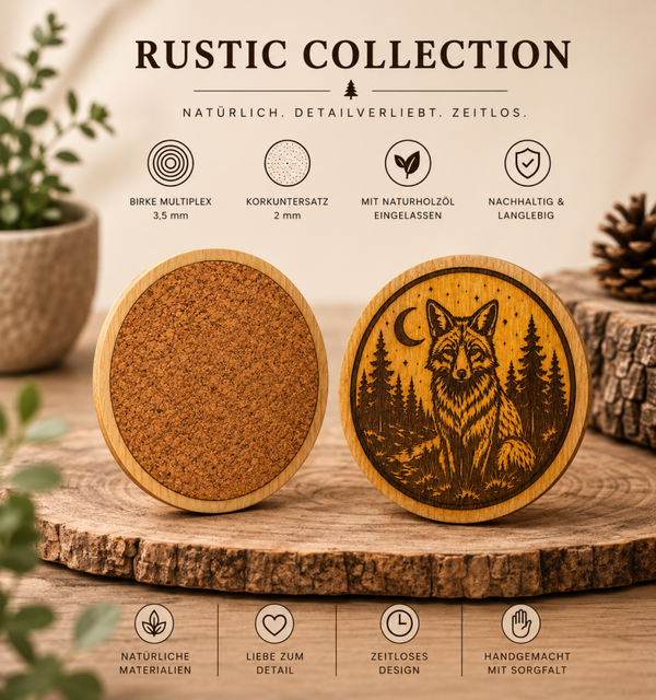 Rustic Collection – Fuchs (Exklusive Holzprodukte mit 3D-Druck & Lasergravur)