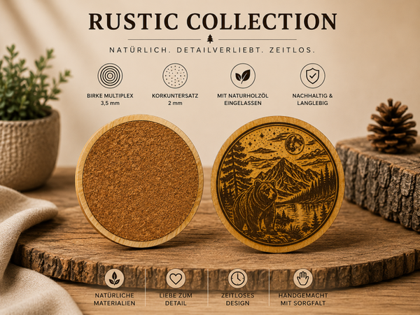 Rustic Collection – Grizzlybär (Exklusive Holzprodukte mit 3D-Druck & Lasergravur)