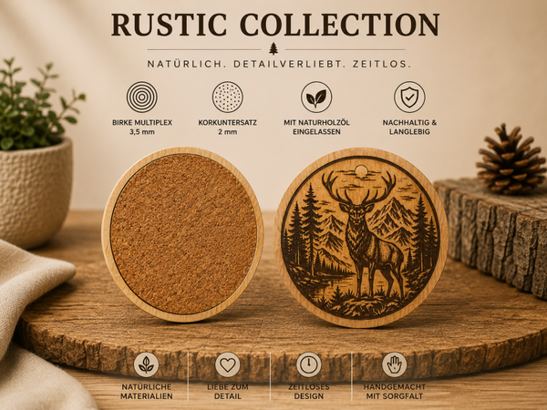 Rustic Collection – Hirsch (Exklusive Holzprodukte mit 3D-Druck & Lasergravur)
