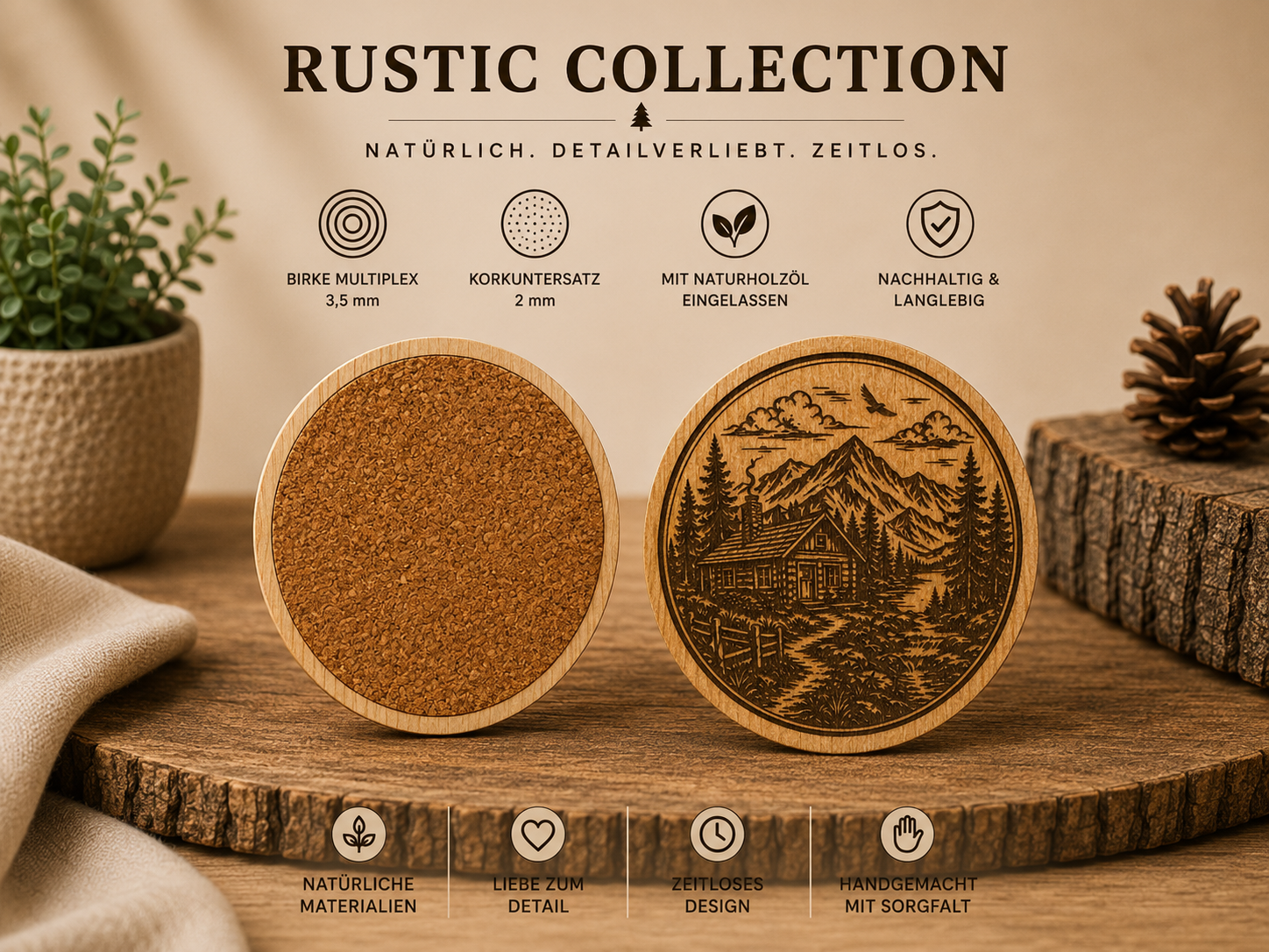 Rustic Collection – Landhaus (Exklusive Holzprodukte mit 3D-Druck & Lasergravur)