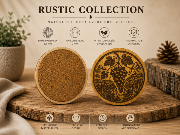 Rustic Collection – Weinrebe (Exklusive Holzprodukte mit 3D-Druck & Lasergravur)