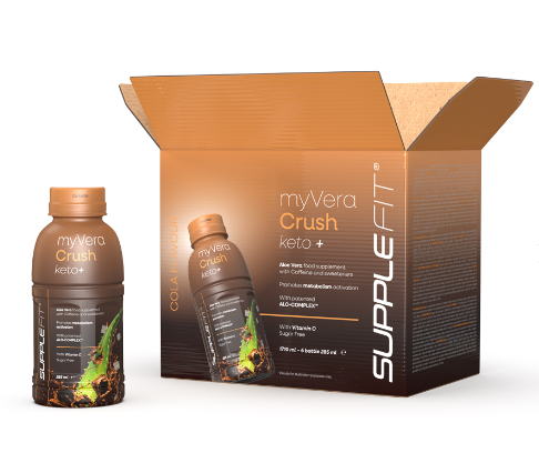 MYVERA CRUSH Keto + | Complément alimentaire avec caféine et édulcorants en bouteille unidose de 285 ml (6 bouteilles) - 1710 ml