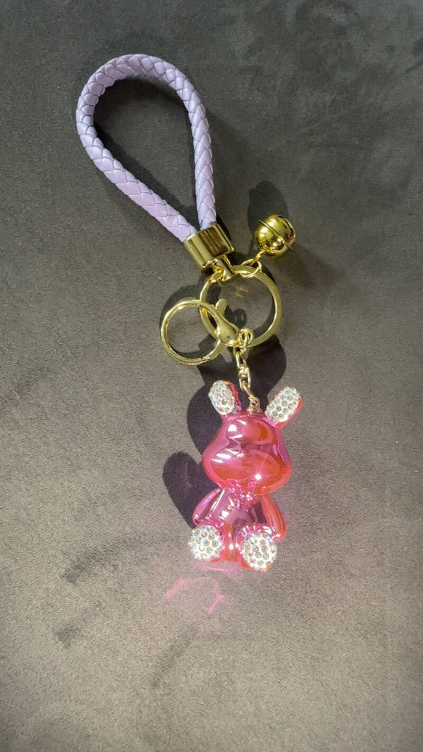 Roze beertje sleutelhanger