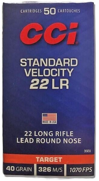 CCI MUNITION .22 LR 40GR STANDARD VELOCITY LRN 500