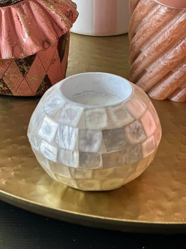 Waxinelichthouder schelp wit