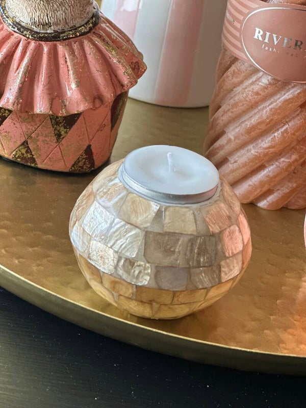 Waxinelichthouder schelp bruin