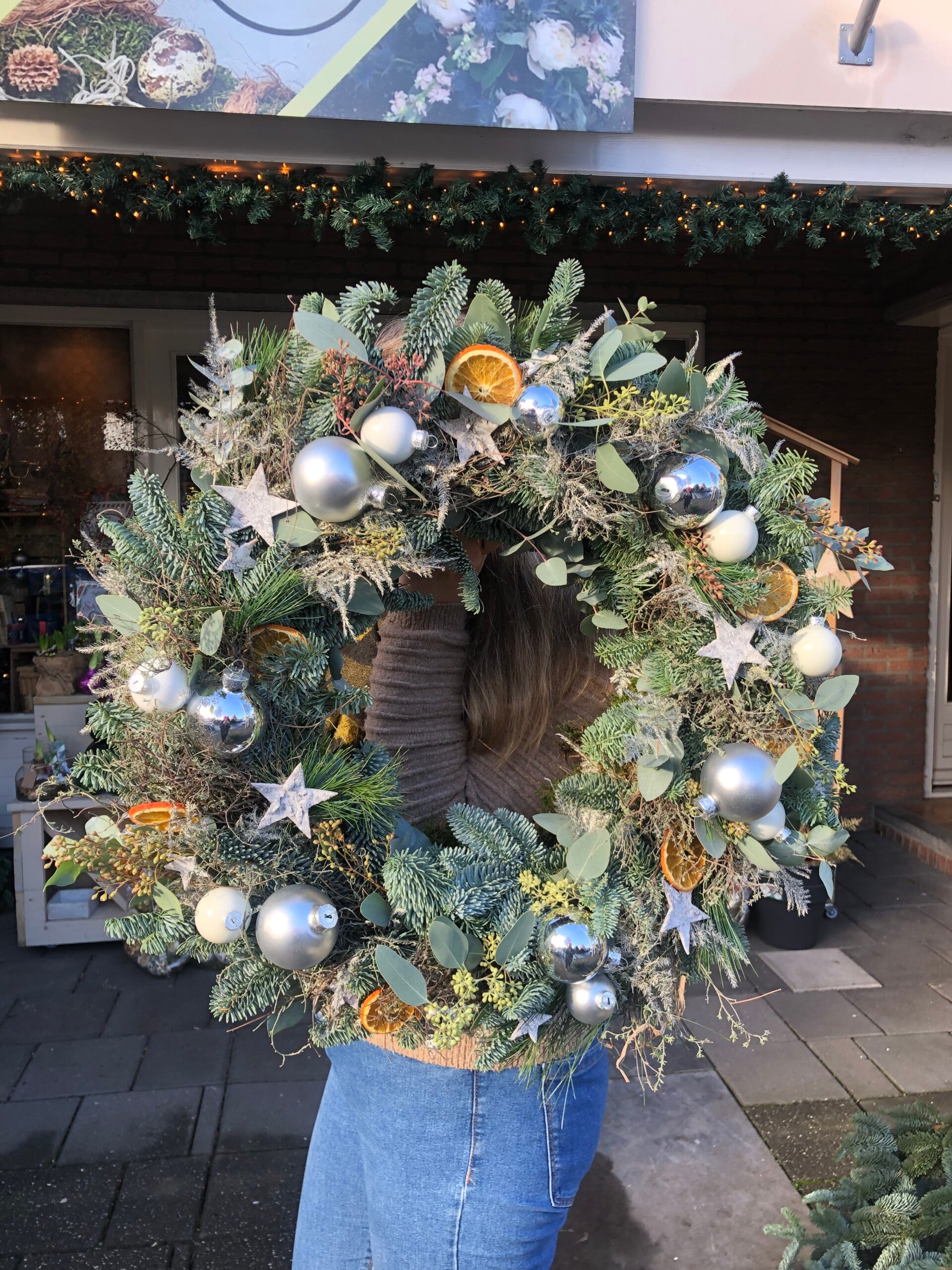 Kerstkrans 50cm zilver