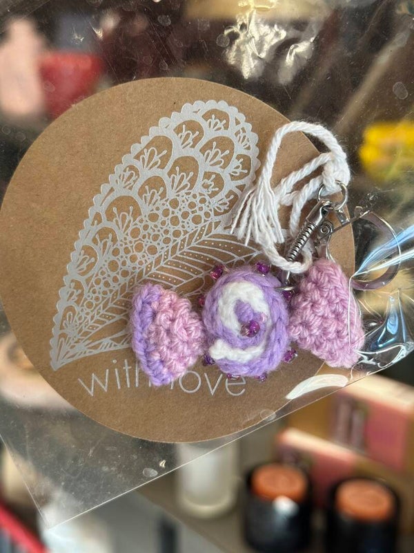 Sleutel/tassenhanger snoepje lila