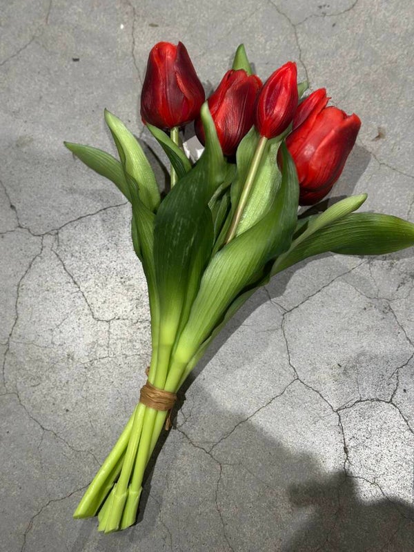 Tulpenbosje rood - 30cm, 7 stelen