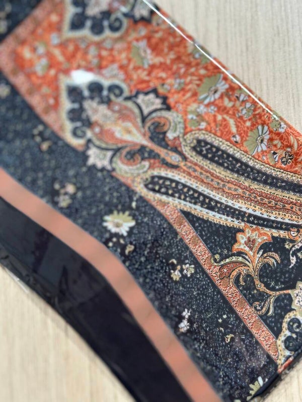 Scarf print blauw/oranje