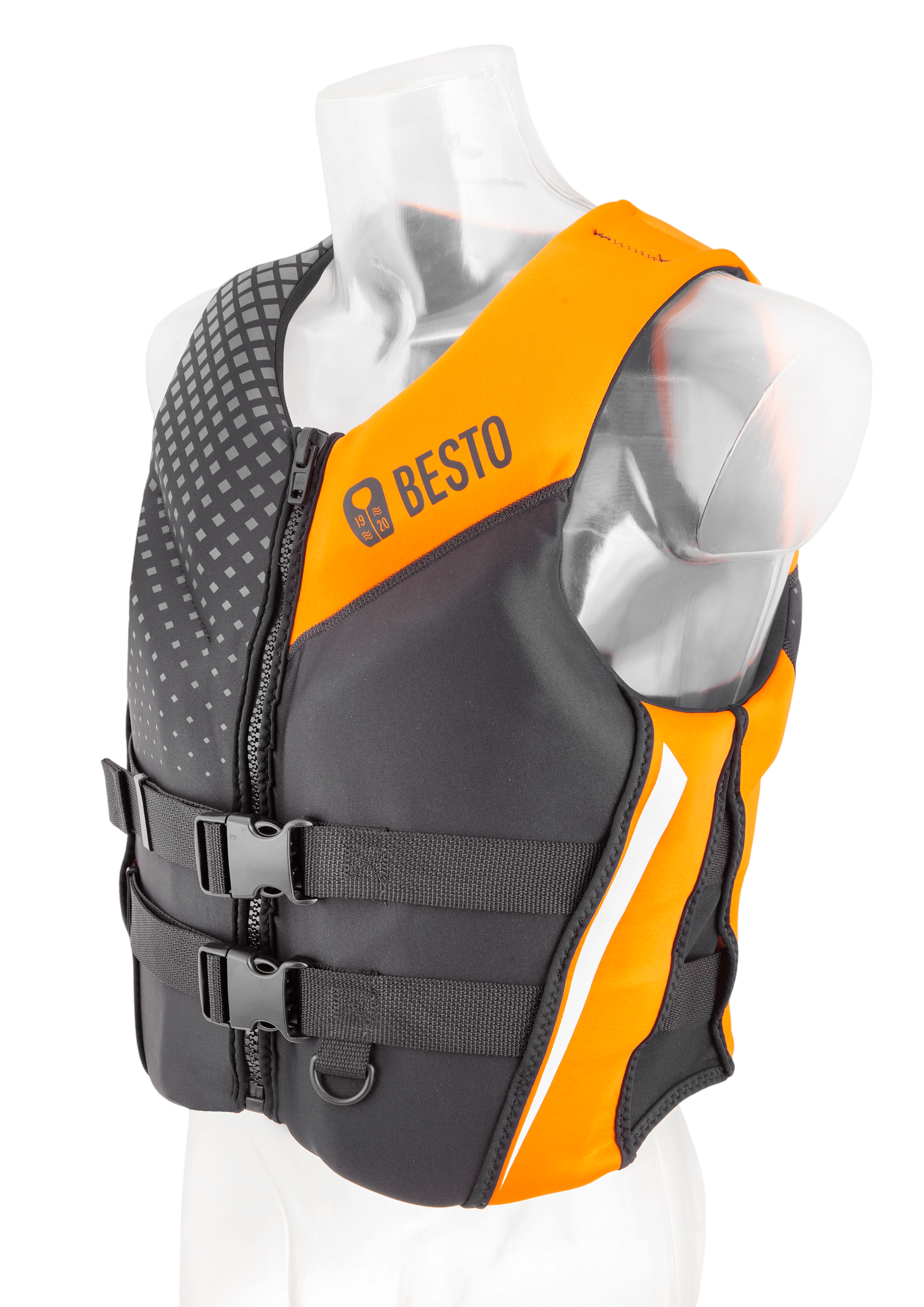 Besto Neopreen 50N zwemvest zwart/grijs/oranje