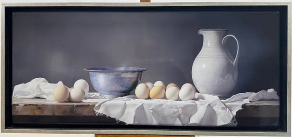 Stilleven met kan en eieren