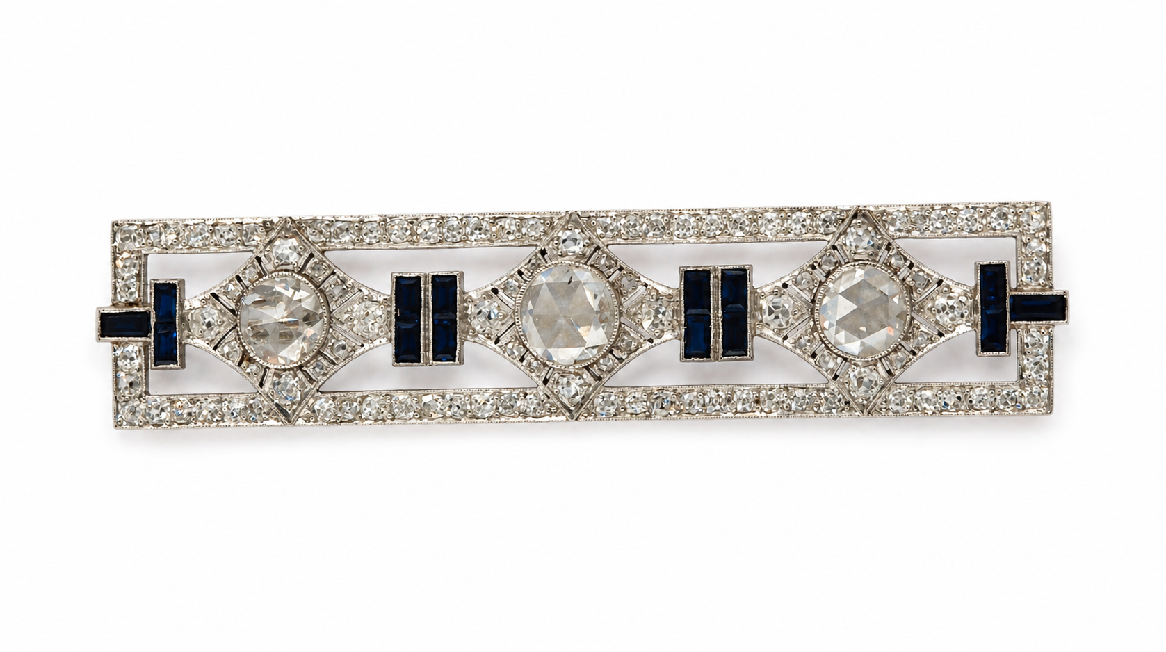Breathtaking Art Deco Brooch with Rose cut Diamonds