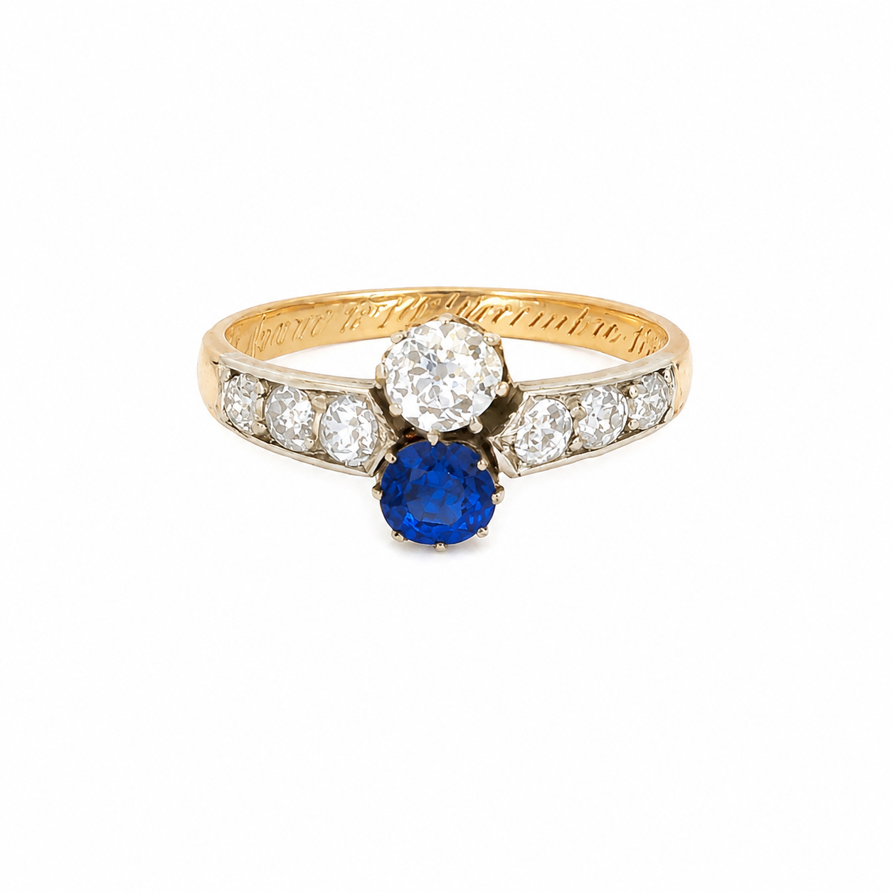 Unique Toi et Moi Diamond and Saphire Ring