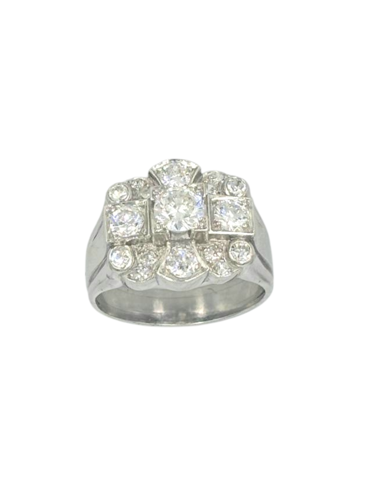 Art Deco Ring With Sparkling Old Cut Diamonds
