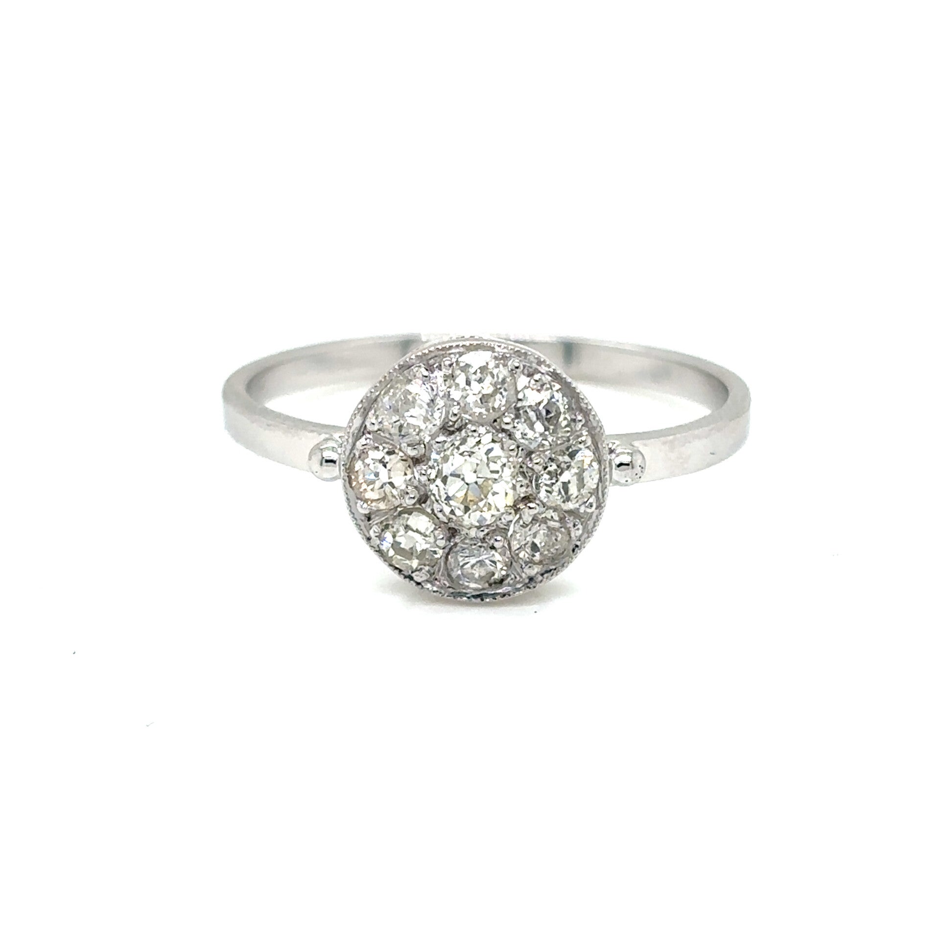 Flower Cluster Golden Ring with Old cut Diamonds