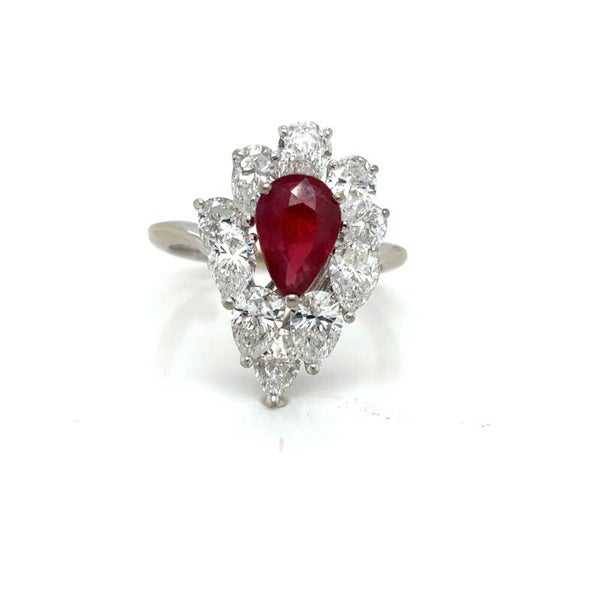 1960s Unheated Mozambique Ruby and Diamond Ring