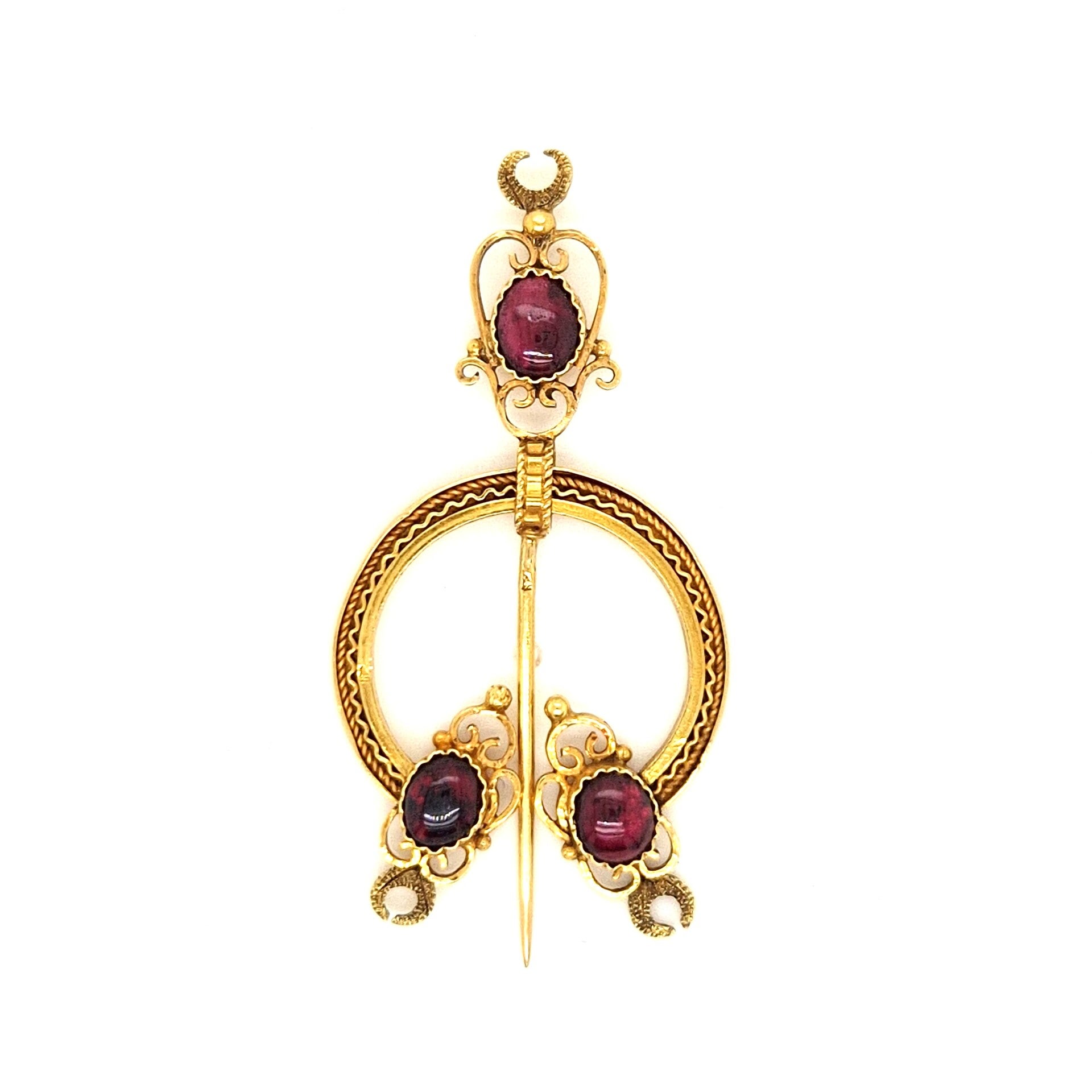 Antique Garnet Fibula Brooch