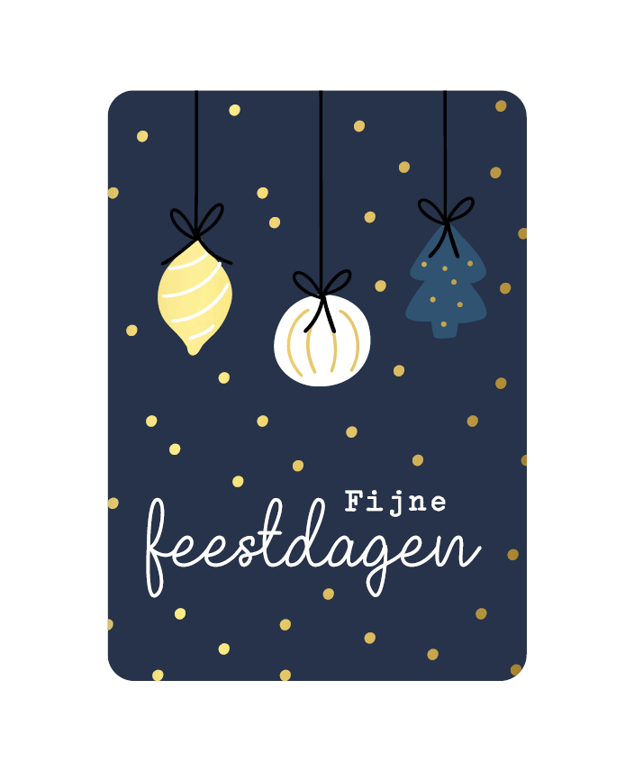 Wenskaart fijne feestdagen kerstballen