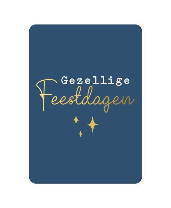 Wenskaart gezellige feestdagen blauw