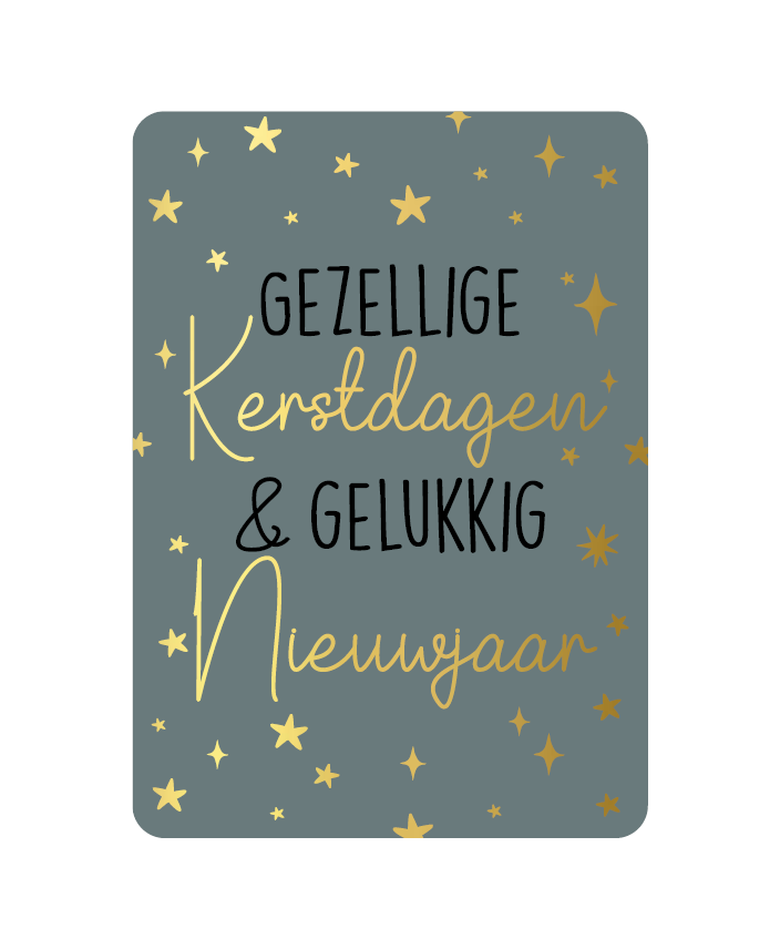 Wenskaart gezellige kerstdagen, gelukkig nieuwjaar
