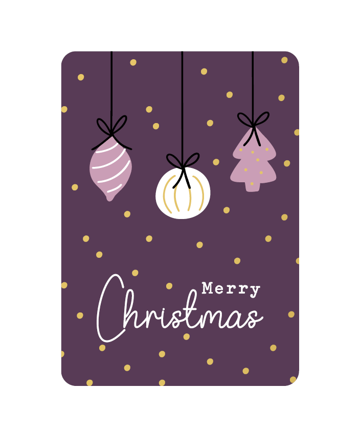 Wenskaart merry christmas kerstballen