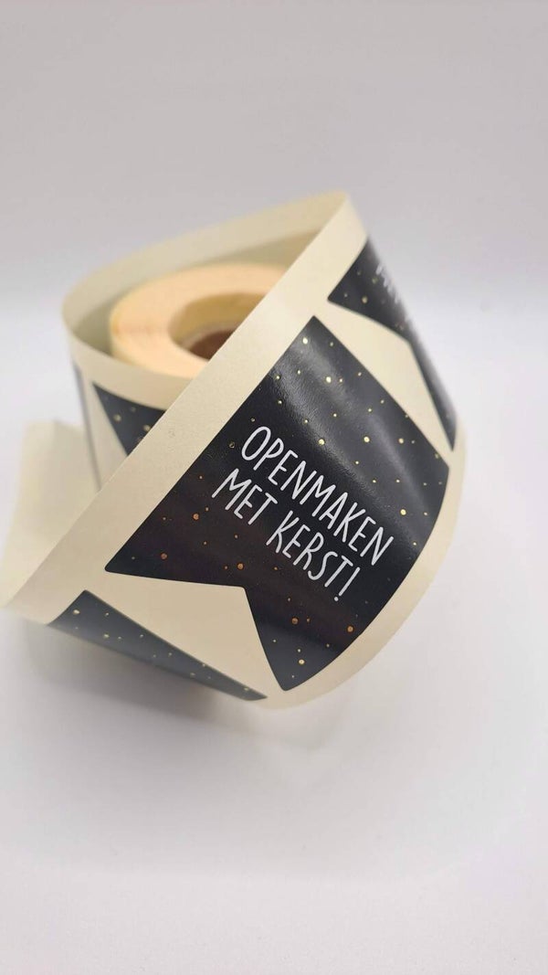 Sticker vaantje openmaken met kerst