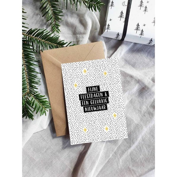 Wenskaart fijne feestdagen en een gelukkig Nieuwjaar
