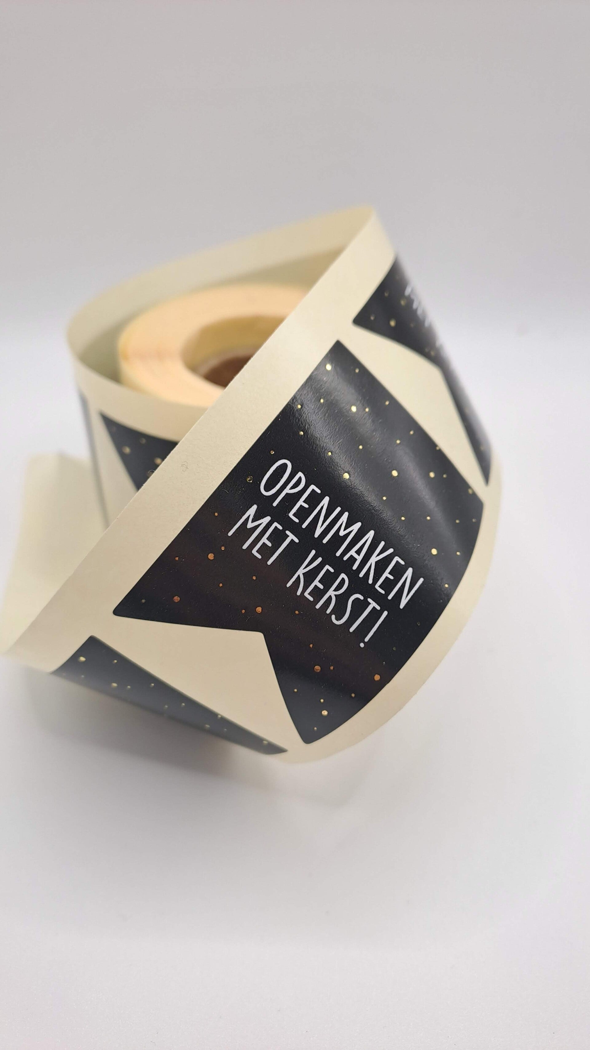 Sticker vaantje openmaken met kerst