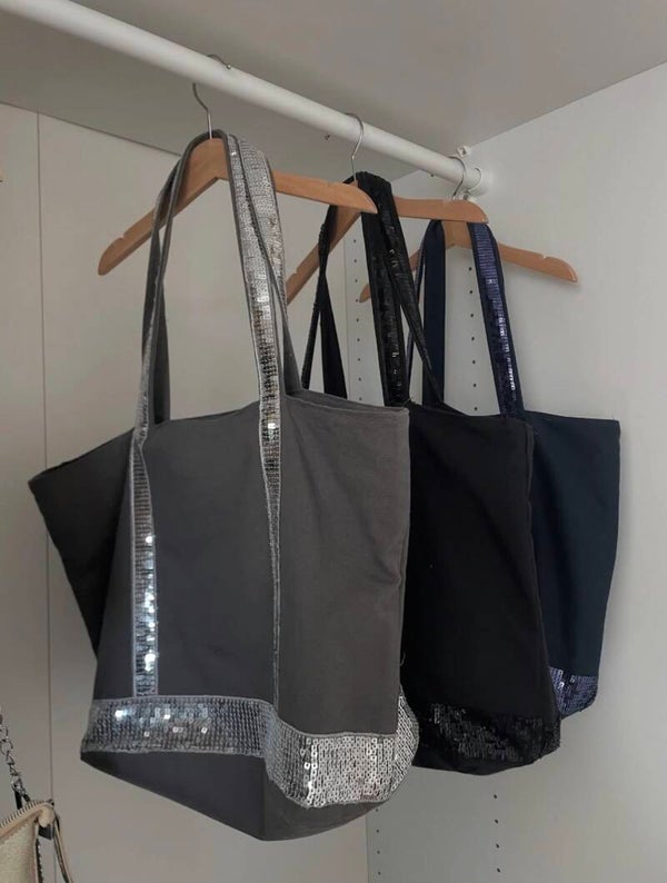 Sac cabas en toile avec finitions pailletées - SUR COMMANDE