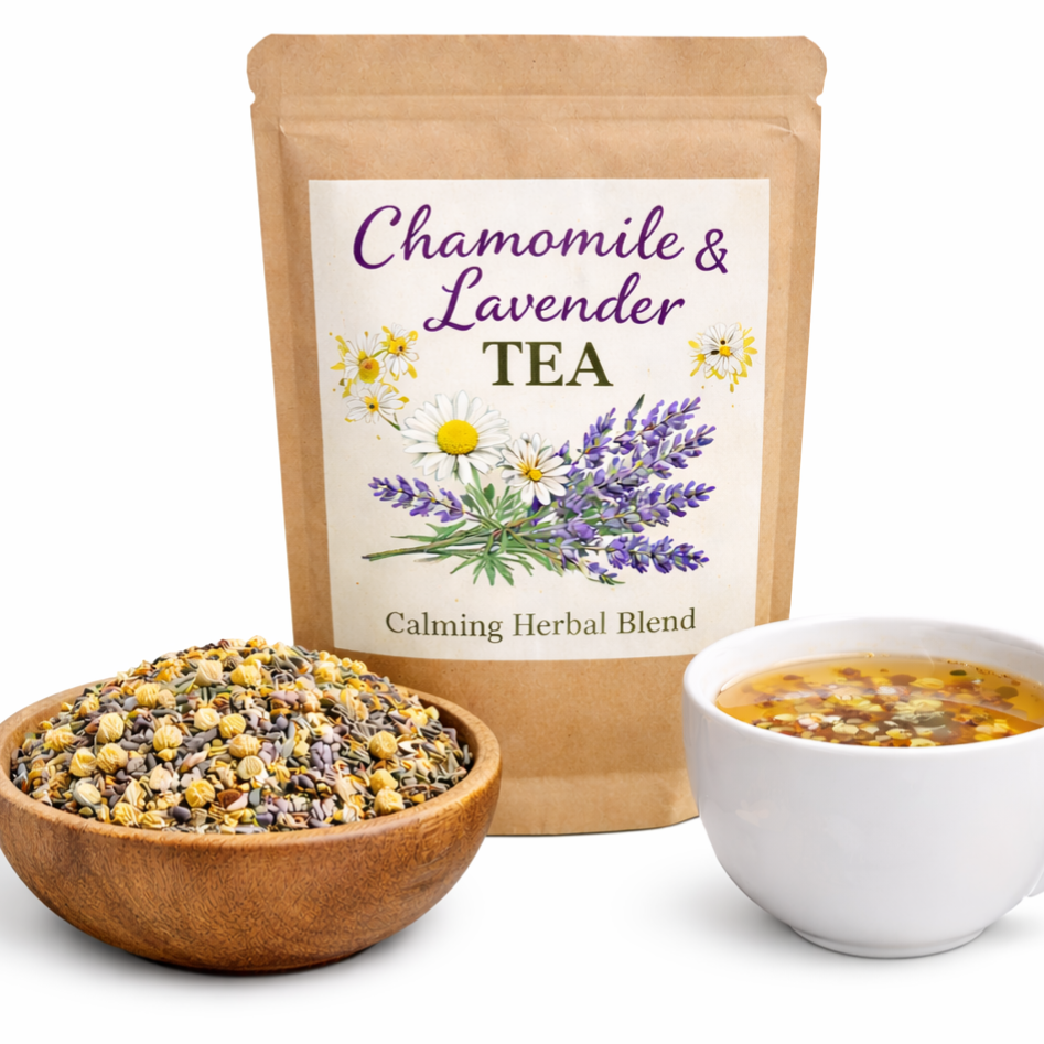 Lavender & Chamomile Bedtime Tea, Caffeine Free Tea, Relaxing Evening Tea, Floral Tea, Loose Leaf Tea, Natural Herbal Tea, Tea Gift