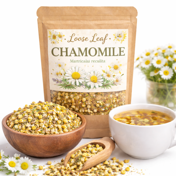 Chamomile Tea, Herbal Tea Blend, Caffeine Free Tea, Relaxing Evening Tea, Floral Tea, Loose Leaf Tea, Natural Herbal Tea, Tea Gift