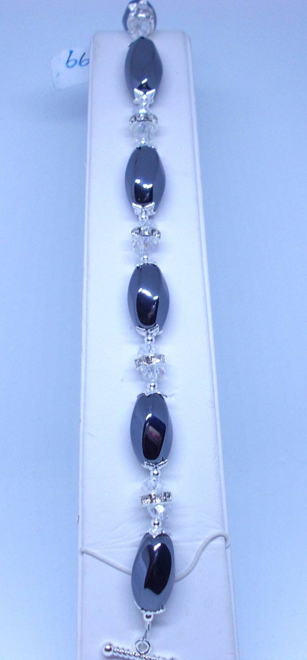 Natural Hematite and crystal bracelet.