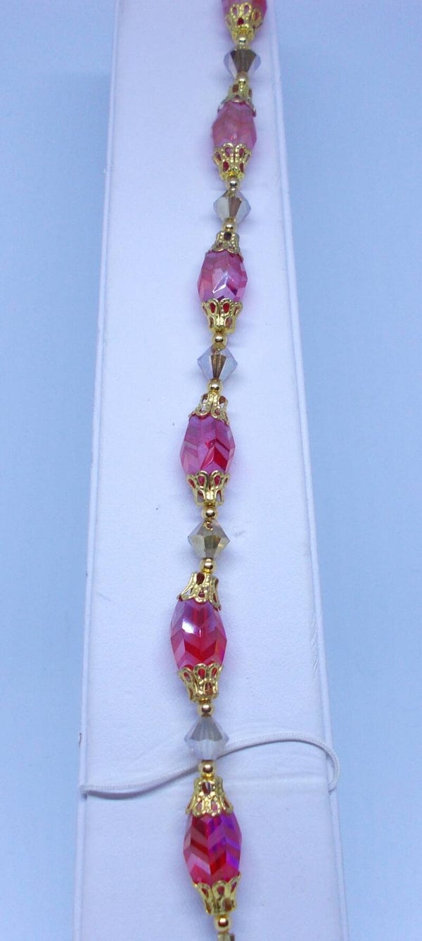 Etched glass and crystal bracelet.