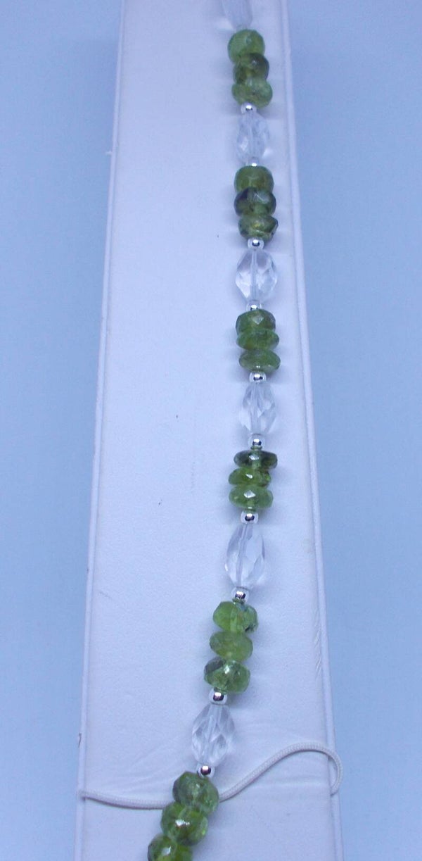 Natural Peridot and Quartz bracelet.