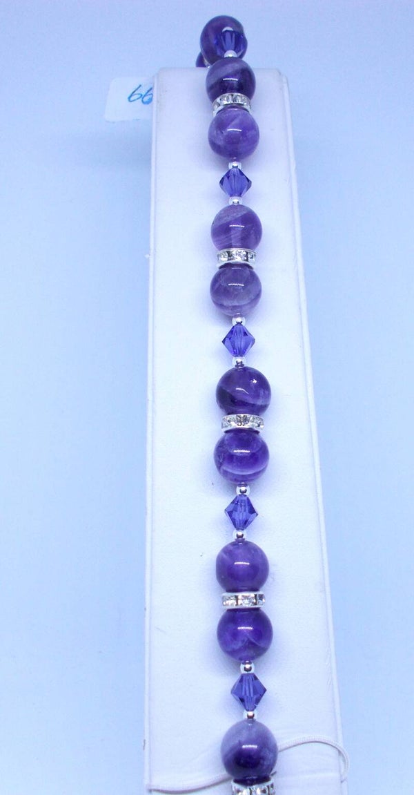 Natural Amythyst and crystal bracelet.
