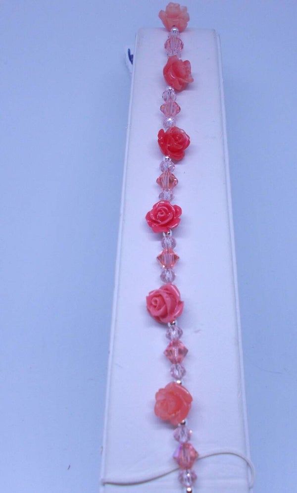 Stone rose and crystal braclet.
