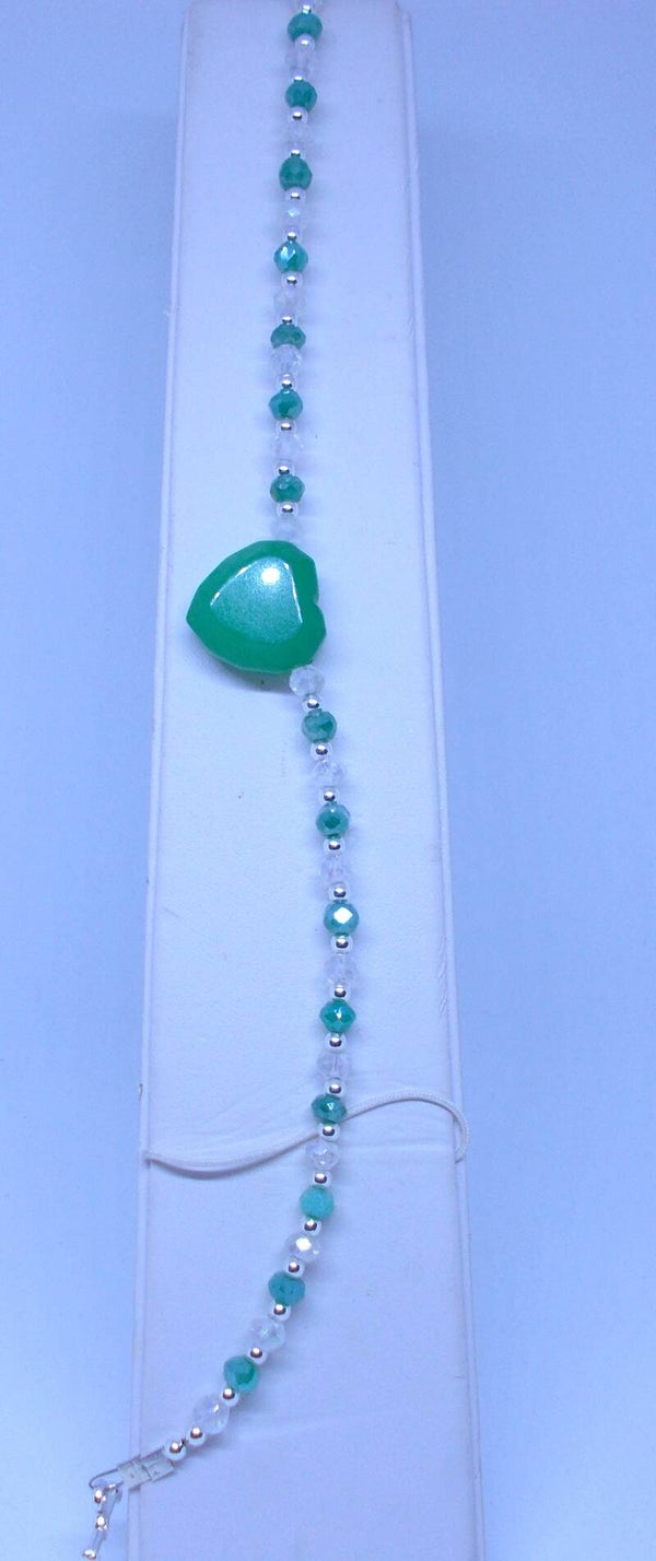 Natural Green Onyx and crystal bracelet.