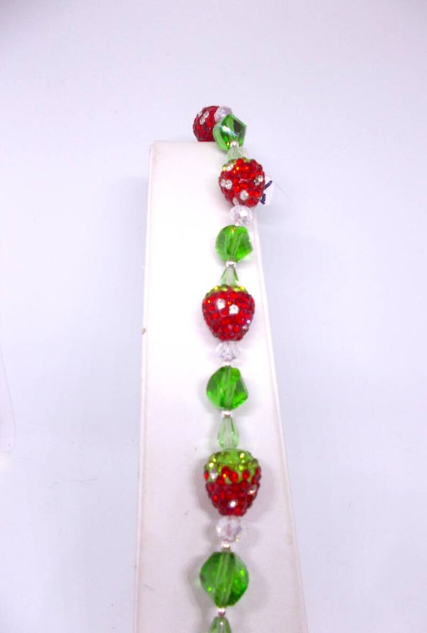 Red Rhinestone Strawberry Bracelet