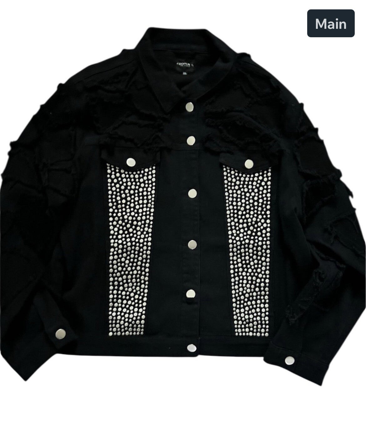 Rine Stone Jean Jacket Black