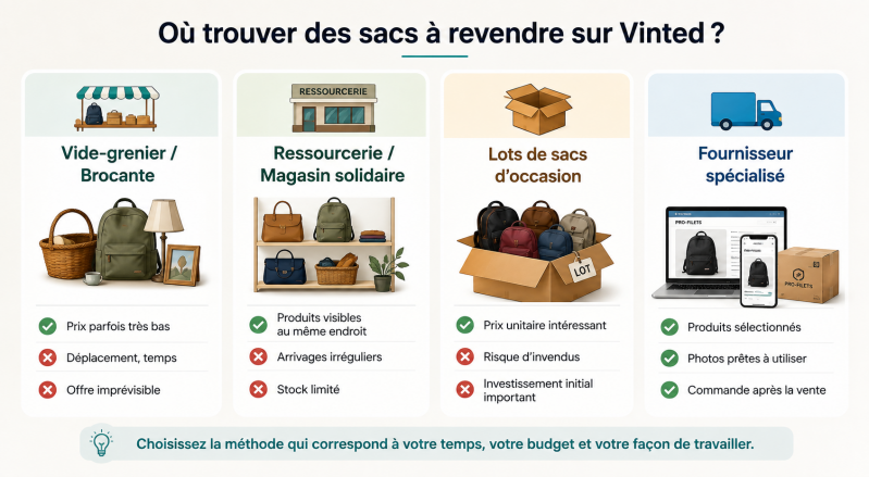 Comparaison des solutions pour trouver des sacs à revendre sur Vinted