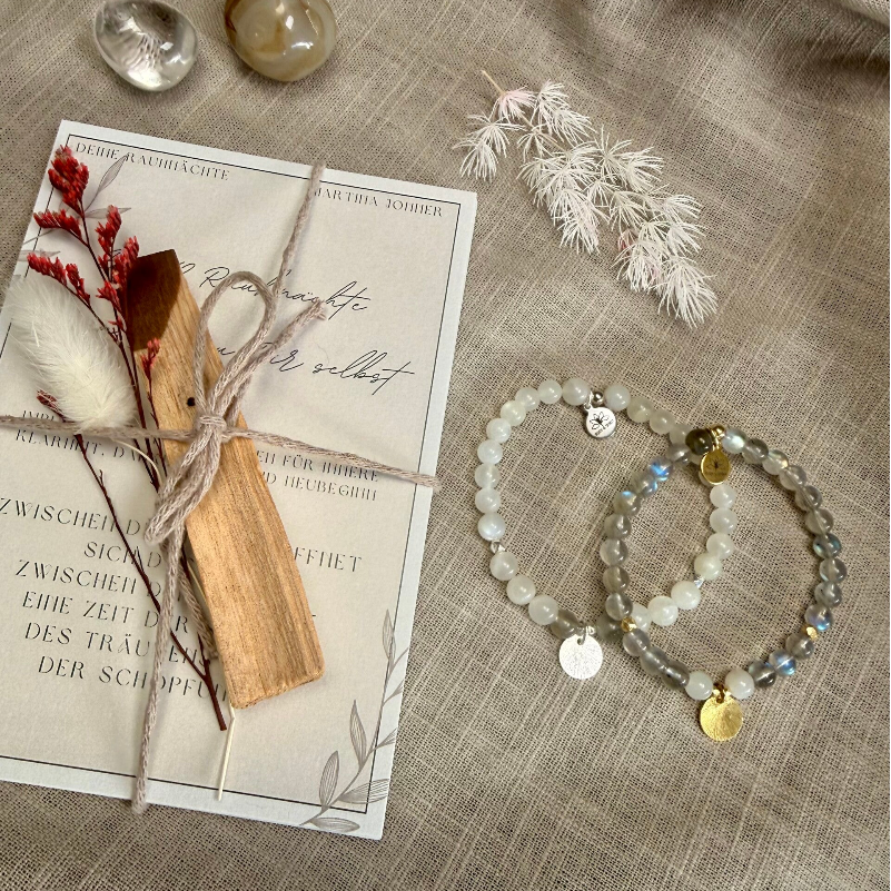 Deine Rauhnachtskarten & Rauhnachts-Armband „Mondlicht“ - Mondstein & Labradorit