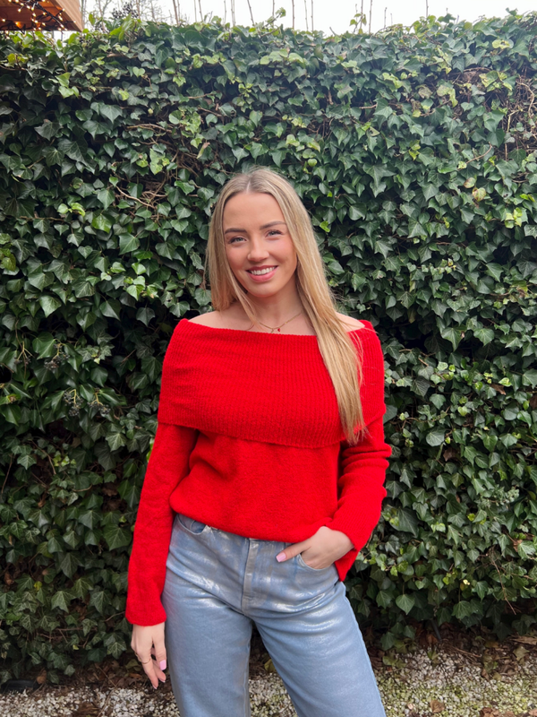 Trui 'BEST OFF SHOULDER' Red